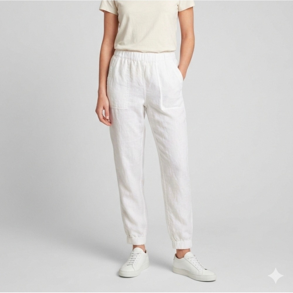 J.Crew Linen Blend Jogger Pants Womens 00 White Summer Beach Casual Relaxed